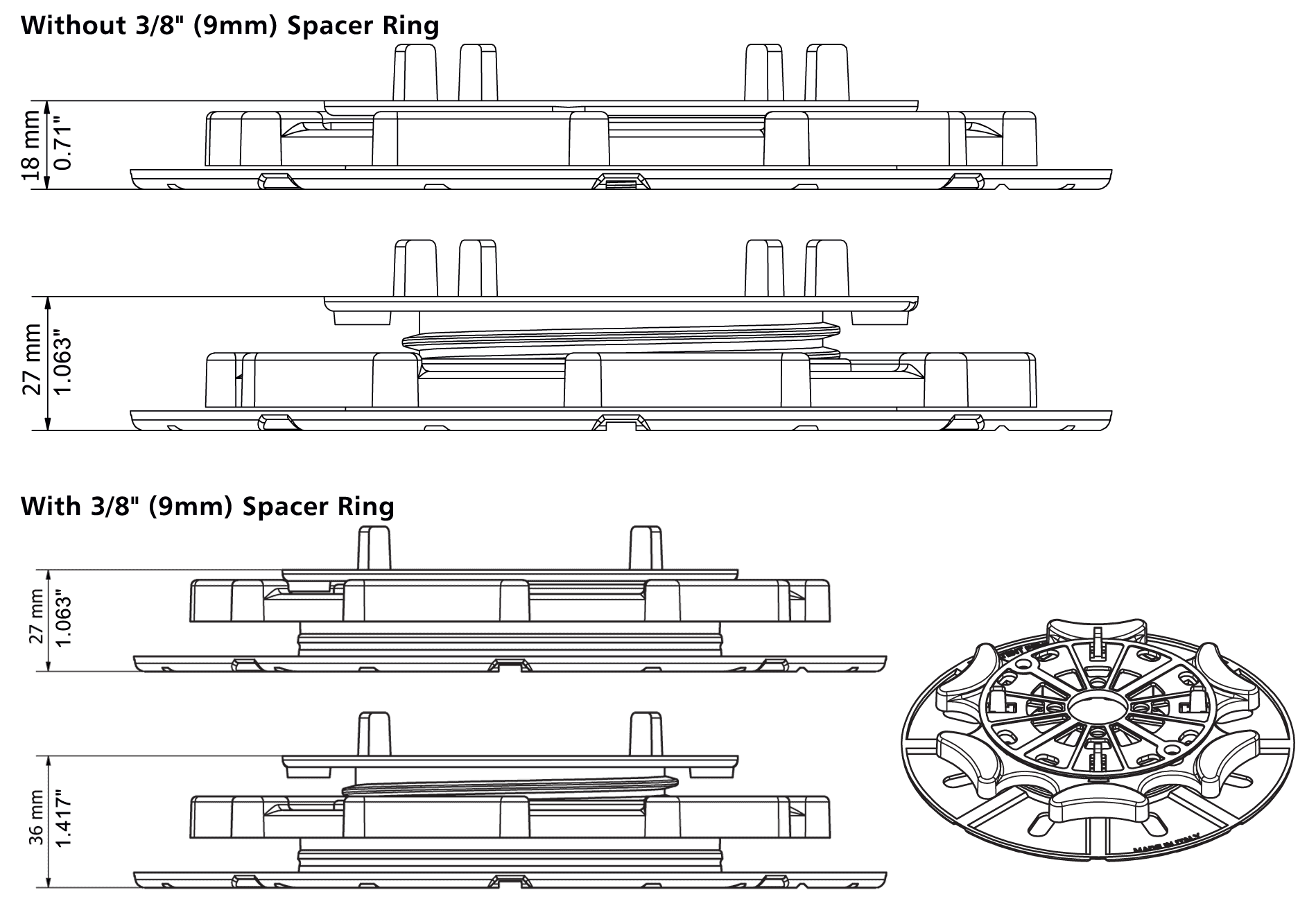 Stratarise 1836 Low Profile Pedestals - Technical Data